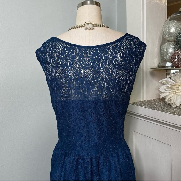 Lane Bryant Teal Blue Lace Overlay Midi A-Line Dress Size 26 - Picture 6 of 13